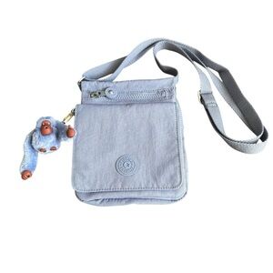 Kipling‎ Crossbody Bag Periwinkle Blue Nylon El Dorado Purse Gorilla Bag Charm